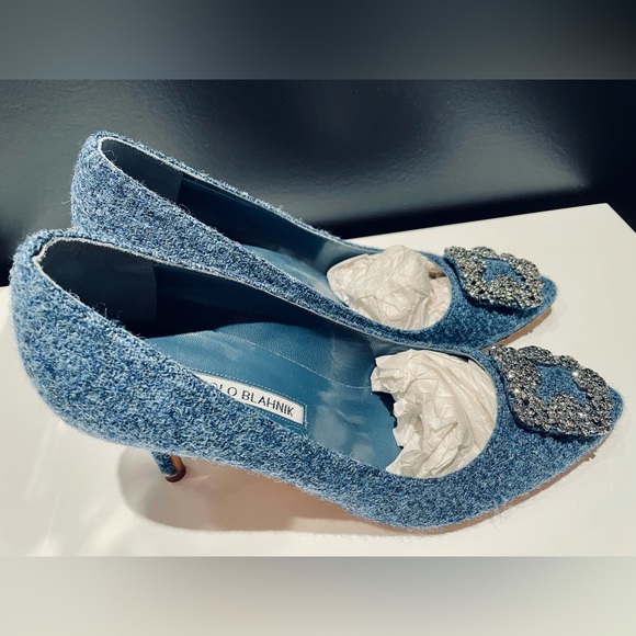 MANOLO BLAHNIK blue Hanghisi heels / pumps  NWT - Picture 3 of 8